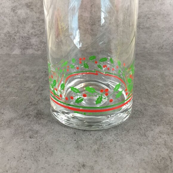 Arbys Christmas Holiday Holly Berry Tumbler Glass 5" 1983 Festive Design - Picture 4 of 7